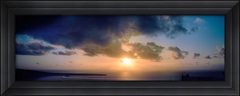 Framed Sea at sunset, Santorini, Cyclades Islands, Greece Print