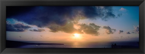 Framed Sea at sunset, Santorini, Cyclades Islands, Greece Print