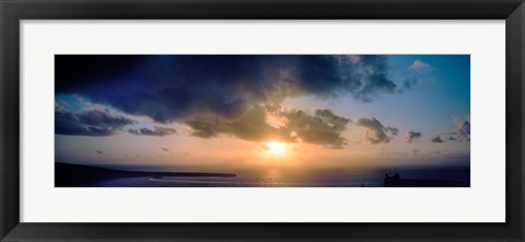 Framed Sea at sunset, Santorini, Cyclades Islands, Greece Print