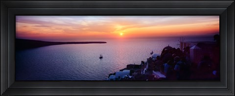 Framed Town at sunset, Santorini, Cyclades Islands, Greece Print