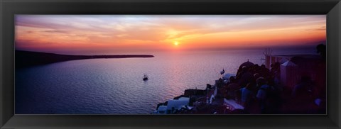 Framed Town at sunset, Santorini, Cyclades Islands, Greece Print