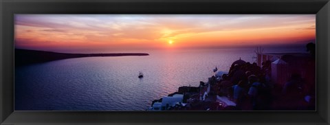 Framed Town at sunset, Santorini, Cyclades Islands, Greece Print