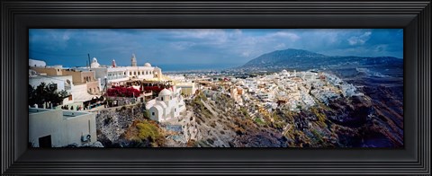 Framed Buildings along rugged hillside, Santorini, Greece Print
