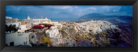 Framed Buildings along rugged hillside, Santorini, Greece Print