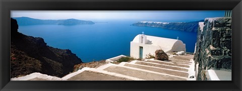 Framed Steps leading to church, Santorini, Cyclades Islands, Greece Print