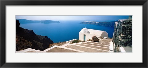 Framed Steps leading to church, Santorini, Cyclades Islands, Greece Print