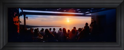 Framed People looking at sunset, Santorini, Cyclades Islands, Greece Print