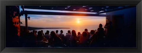 Framed People looking at sunset, Santorini, Cyclades Islands, Greece Print