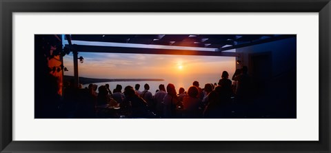 Framed People looking at sunset, Santorini, Cyclades Islands, Greece Print