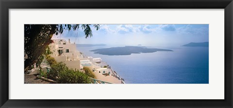 Framed Dwellings along cliff, Santorini, Greece Print