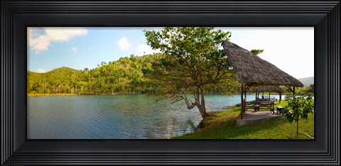 Framed Picnic area at pond, Las Terrazas, Pinar Del Rio Province, Cuba Print
