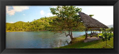 Framed Picnic area at pond, Las Terrazas, Pinar Del Rio Province, Cuba Print