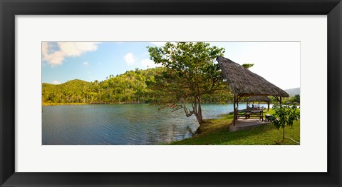 Framed Picnic area at pond, Las Terrazas, Pinar Del Rio Province, Cuba Print