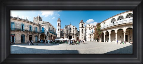 Framed Facade of a cathedral, Plaza De La Catedral, Old Havana, Havana, Cuba Print