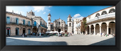 Framed Facade of a cathedral, Plaza De La Catedral, Old Havana, Havana, Cuba Print