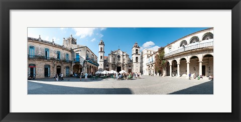 Framed Facade of a cathedral, Plaza De La Catedral, Old Havana, Havana, Cuba Print