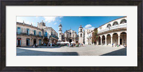 Framed Facade of a cathedral, Plaza De La Catedral, Old Havana, Havana, Cuba Print