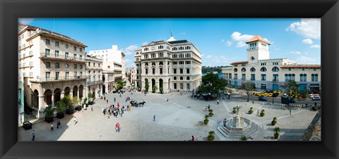 Framed Town Square, Plaza De San Francisco, Old Havana, Havana, Cuba Print