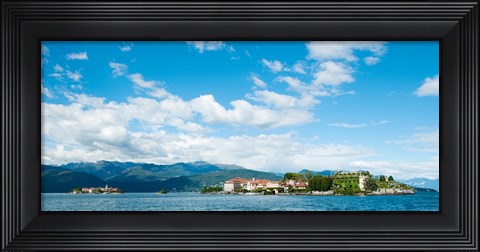 Framed Buildings on an island in a lake, Isola dei Pescatori, Isola Bella, Stresa, Lake Maggiore, Piedmont, Italy Print