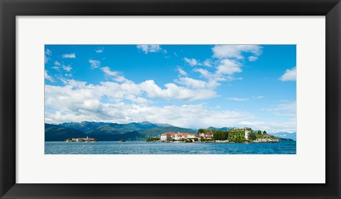 Framed Buildings on an island in a lake, Isola dei Pescatori, Isola Bella, Stresa, Lake Maggiore, Piedmont, Italy Print