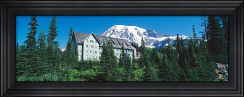Framed Lodge on a hill, Paradise Lodge, Mt Rainier National Park, Washington State, USA Print