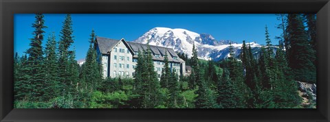 Framed Lodge on a hill, Paradise Lodge, Mt Rainier National Park, Washington State, USA Print