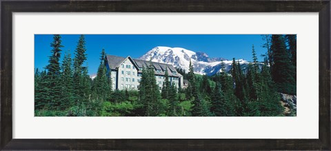 Framed Lodge on a hill, Paradise Lodge, Mt Rainier National Park, Washington State, USA Print