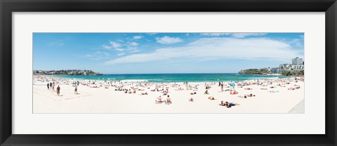 Framed Tourists on the Bondi Beach, Sydney, New South Wales, Australia Print