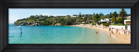 Framed People on the beach, Camp Cove, Watsons Bay, Sydney, New South Wales, Australia Print
