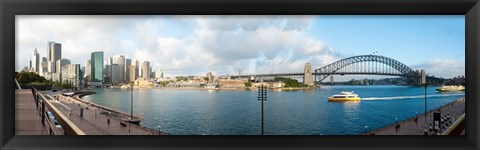 Framed Buildings at waterfront, Circular Quay, The Rocks, Sydney Harbor Bridge, Sydney, New South Wales, Australia 2012 Print