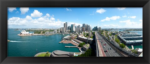 Framed Opera house with city skyline, Sydney Opera House, Sydney, New South Wales, Australia 2012 Print