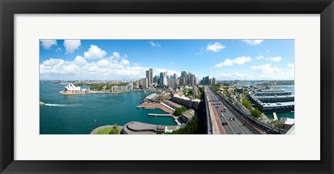 Framed Opera house with city skyline, Sydney Opera House, Sydney, New South Wales, Australia 2012 Print