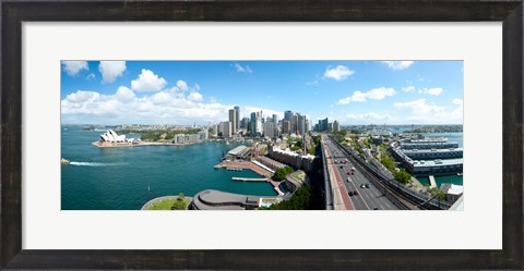Framed Opera house with city skyline, Sydney Opera House, Sydney, New South Wales, Australia 2012 Print