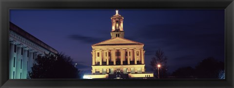 Framed Government building at dusk, Tennessee State Capitol, Nashville, Davidson County, Tennessee, USA Print