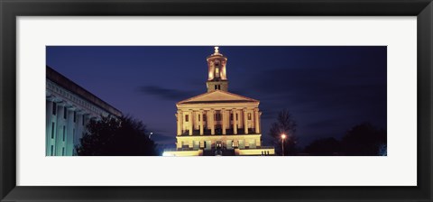 Framed Government building at dusk, Tennessee State Capitol, Nashville, Davidson County, Tennessee, USA Print