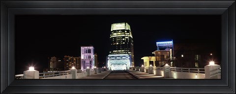 Framed Skyline at night  from Shelby Street Bridge, Nashville, Tennessee Print