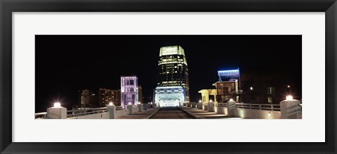 Framed Skyline at night  from Shelby Street Bridge, Nashville, Tennessee Print