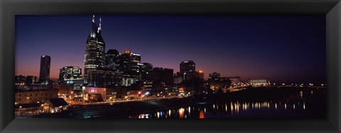 Framed Skylines at night along Cumberland River, Nashville, Tennessee, USA 2013 Print