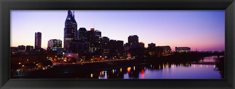 Framed Skylines at dusk along Cumberland River, Nashville, Tennessee, USA 2013 Print