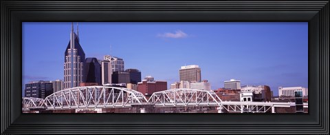 Framed Shelby Street Bridge with downtown skyline in background, Nashville, Tennessee, USA 2013 Print