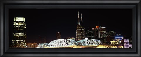 Framed Skylines and Shelby Street Bridge at night, Nashville, Tennessee Print