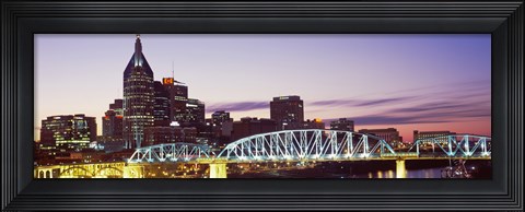 Framed Skylines and Shelby Street Bridge at dusk, Nashville, Tennessee, USA 2013 Print