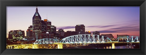 Framed Skylines and Shelby Street Bridge at dusk, Nashville, Tennessee, USA 2013 Print