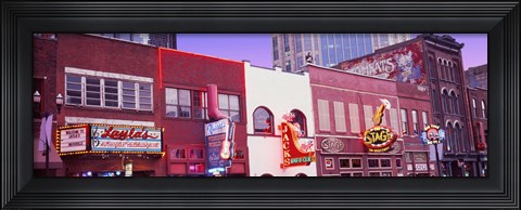 Framed Neon signs on buildings, Nashville, Tennessee Print