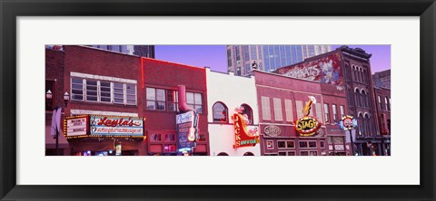 Framed Neon signs on buildings, Nashville, Tennessee Print