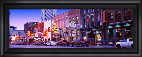 Framed Street scene at dusk, Nashville, Tennessee, USA Print