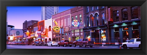 Framed Street scene at dusk, Nashville, Tennessee, USA Print