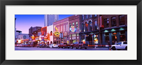 Framed Street scene at dusk, Nashville, Tennessee, USA Print