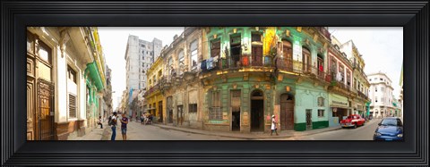 Framed Buildings along a street, Havana, Cuba Print