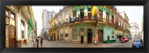 Framed Buildings along a street, Havana, Cuba Print